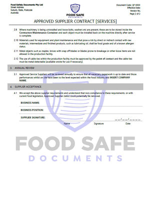 Approved Supplier Contract - Services