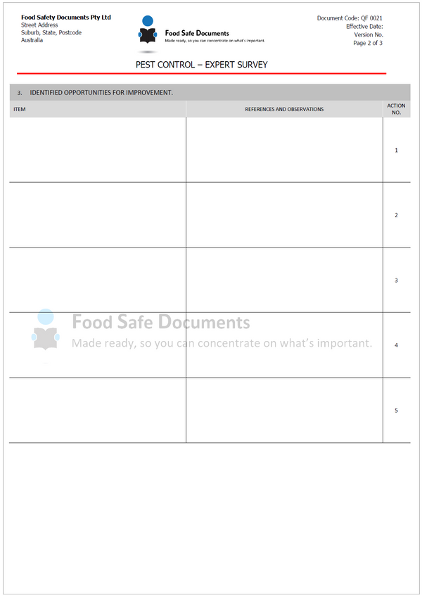 Pest Control - Expert Survey - Food Safe Documents