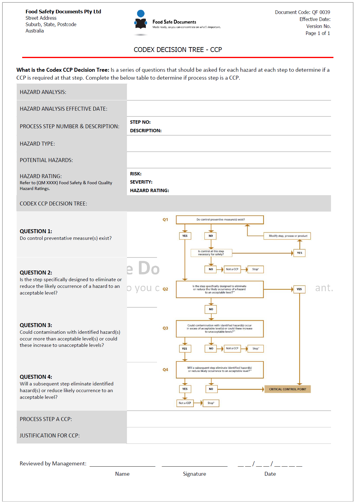 CODEX Decision Tree - CCP - Food Safe Documents