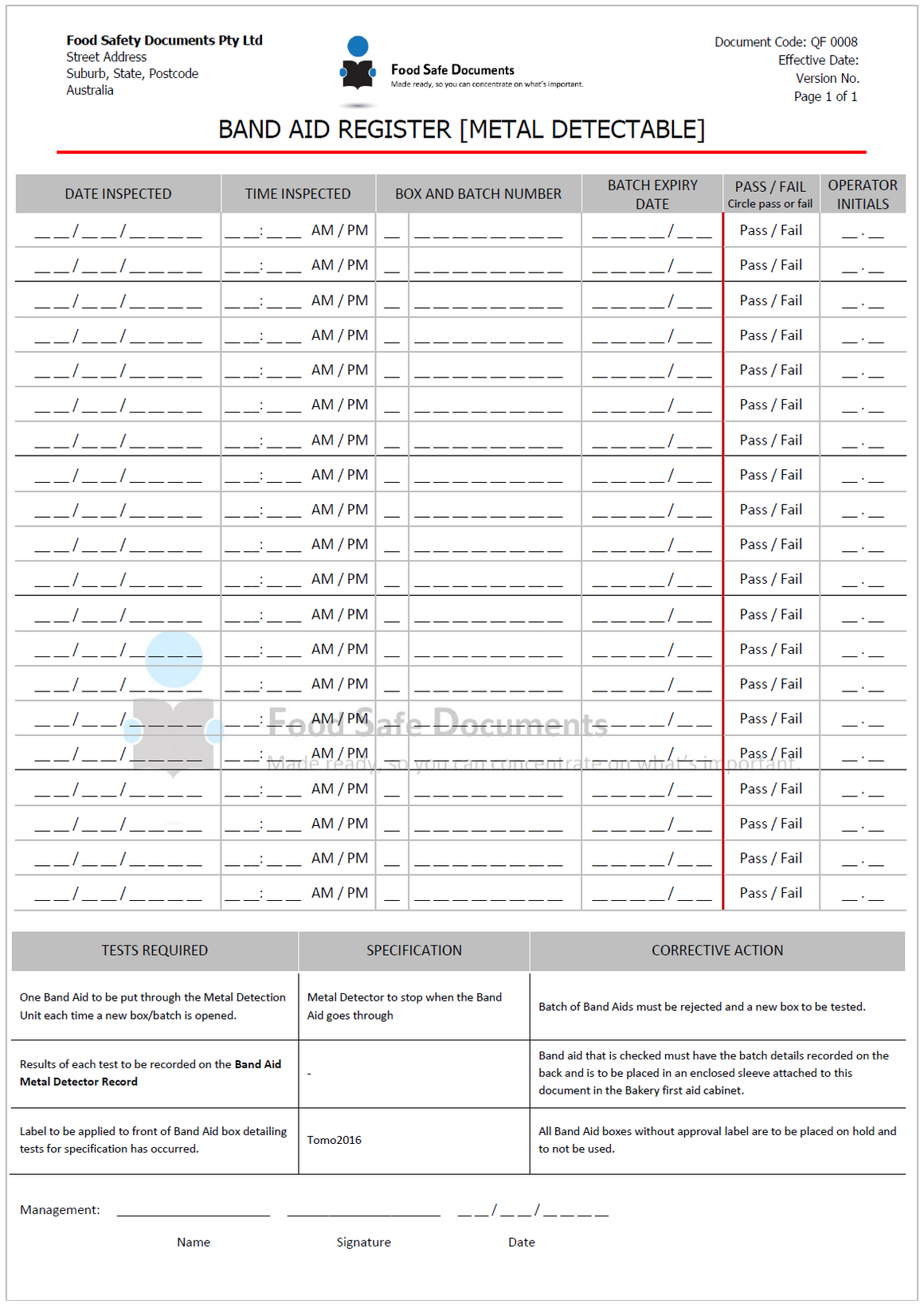 Band Aid Register