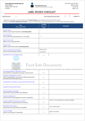 Label Review Checklist