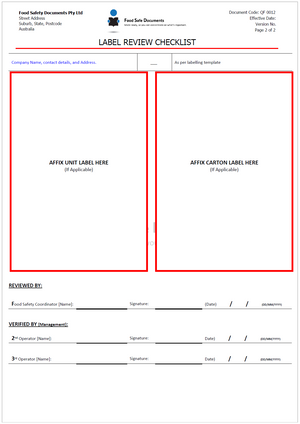 Label Review Checklist