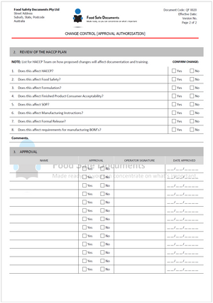 Change Control [Approval Authorisation]