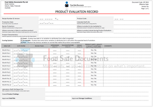 Product Evaluation Record