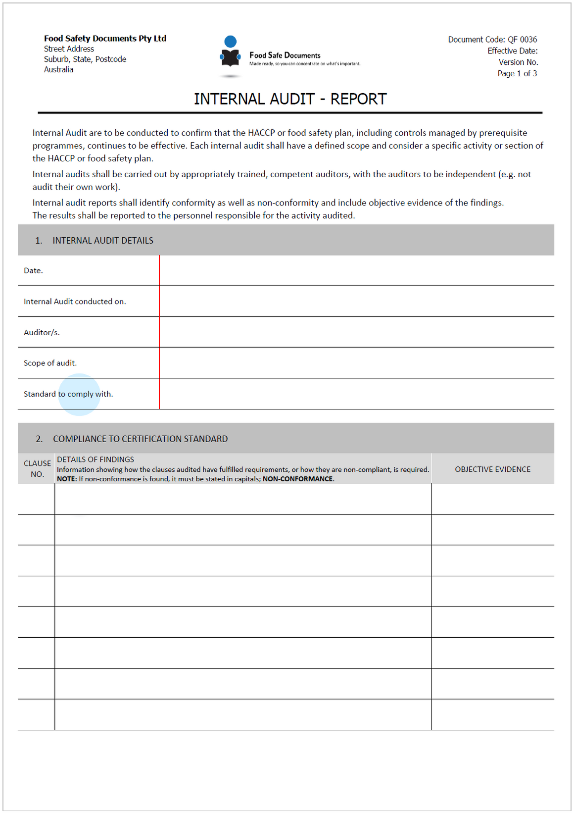 Internal Audit - Report