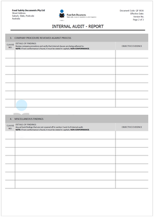 Internal Audit - Report
