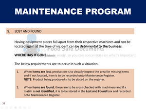 Maintenance Control